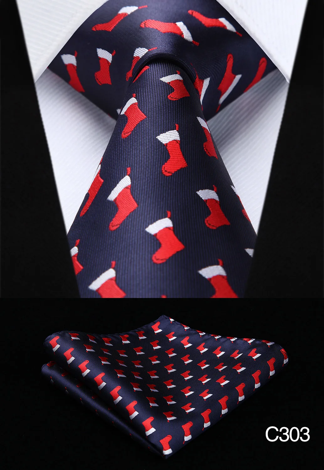  Men Christmas Tie Woven Necktie Mens Fashion Handkerchief 100% Silk Classic 3.4