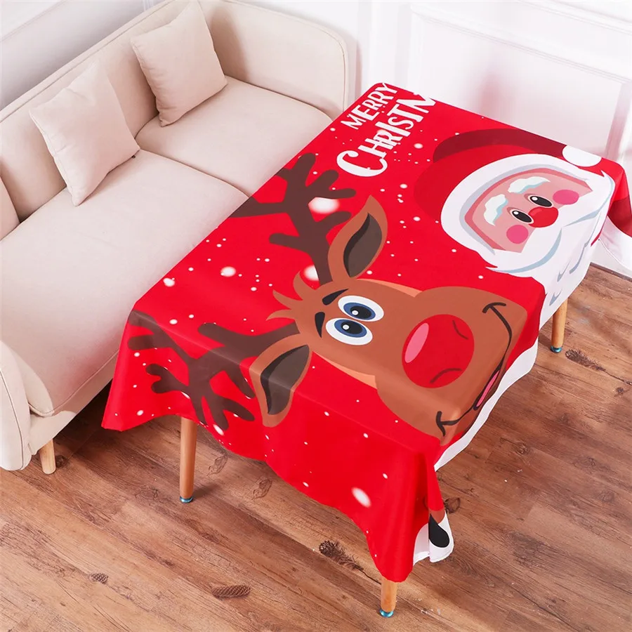 

2019 New Hot Christmas Tablecloth Cartoon Santa Claus Snowman Elk Tablecloth New Year Christmas Decorations for Home Navidad