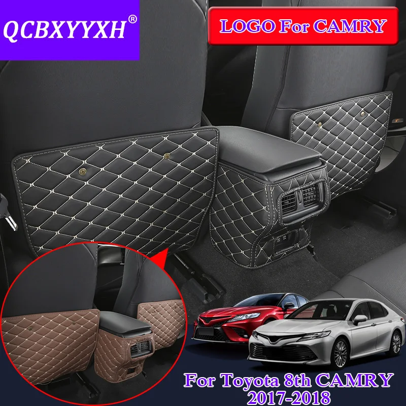 

QCBXYYXH Car Styling PU Leather 3pcs/lot For Toyota Camry 2017 2018 Car Seat Back Anti-Kick Pad Cover Internal Decoration Covers