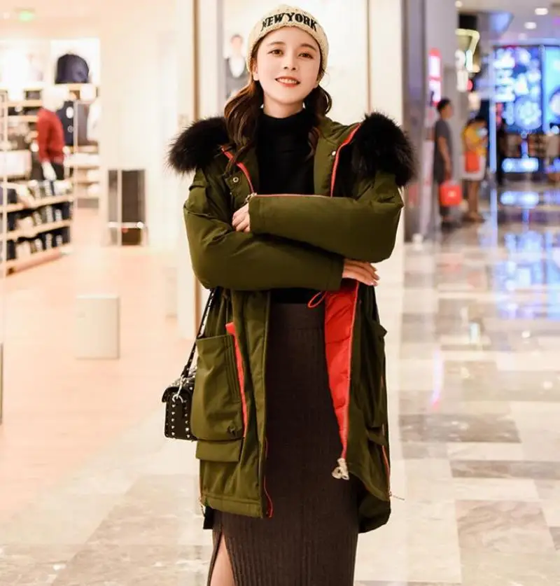 Winter new large size women's down jacket military uniforms to overcome casual cotton jacket hooded parkas outerwear