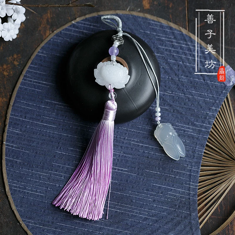 

Chinese style handmade vintage tassel Cloisonne lotus charms Japanese kimono/cheongsam accessories Pendant Dress decoration