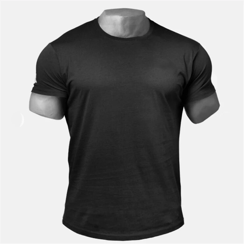 

Brand t shirt mens gyms clothing Tight t shirt homme casual summer tops tees Men cotton blank Fitness T-shirts slim fit t shirt