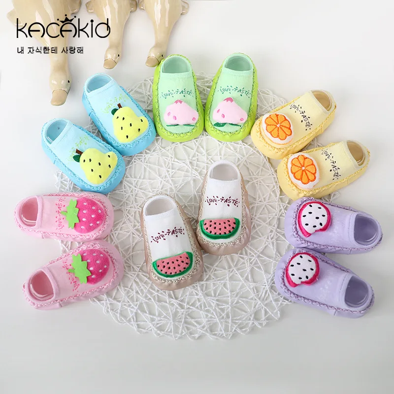 

Kacakid Autumn new baby bells socks kids fruit shoes socks baby anti-skid socks children's floor socks