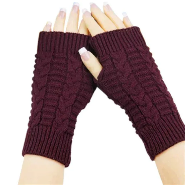 Для женщин перчатки без пальцев зимние теплые, вязаные крючком вязаные перчатки без пальцев перчатки унисекс мягкие теплые из искусственной шерсти варежки#3 - Цвет: Красный