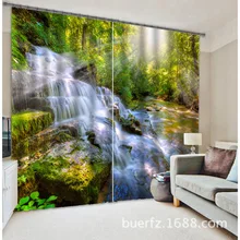 2017 Modern Blackout Window Curtain Forest Creek 3D Curtains For Bedding room Living room Hotel Drapes Cortinas De Sala