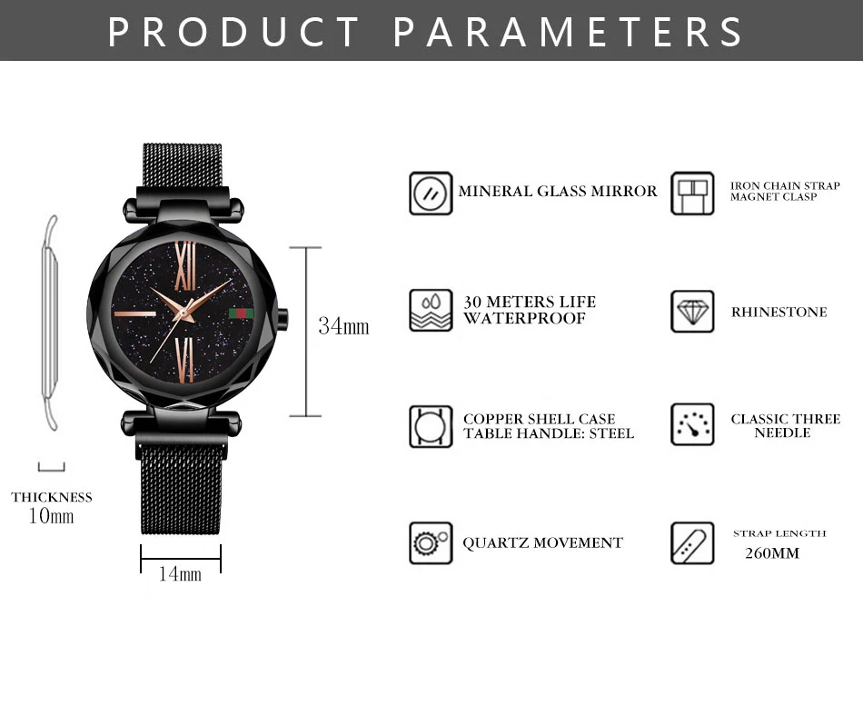 Лидирующий бренд часы для женщин розовое золото сетка Магнит пряжка Звездное кварцевые часы Геометрическая поверхность повседневные женские кварцевые наручные часы