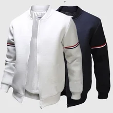 New Men's Simple Cardigan Coat Slim Jacket XS-4XL Hip Hop Streetwear Casual Fashion Zipper Striped Slim Mens Jackets Male