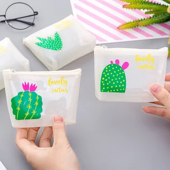 

16pc/lot cactus Transparent mini Purse /fashion small coin pencil Bag / hand take wallet / key zipper storage pencil bag/pouch