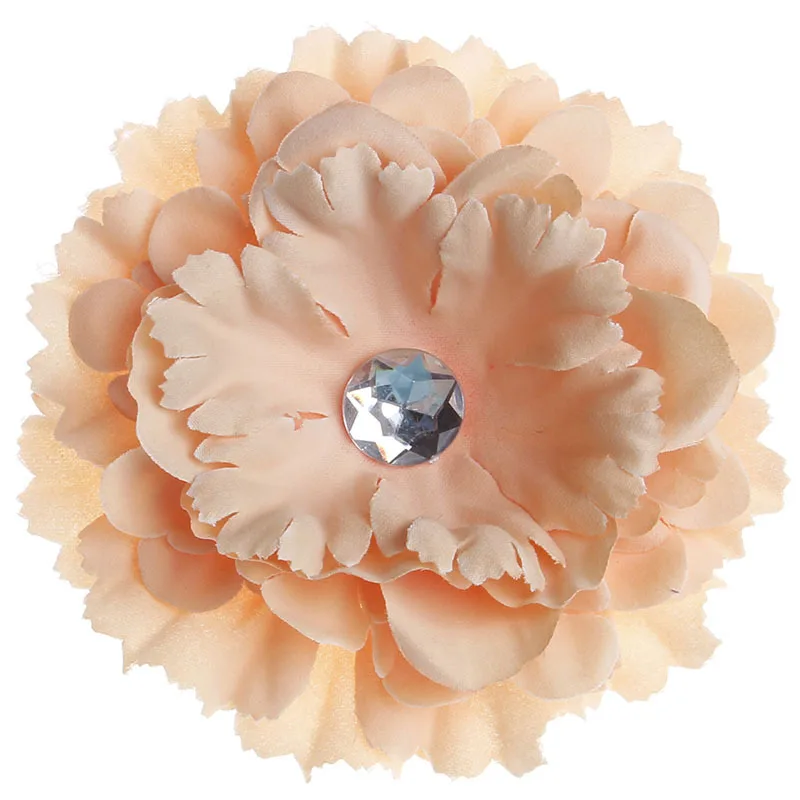 Nishine 30pcs/lot 4.8" Peony Fabric Flowers with Acrylic Button for Diy Headband Clips Kids Girls Headwear Hair Accessories
