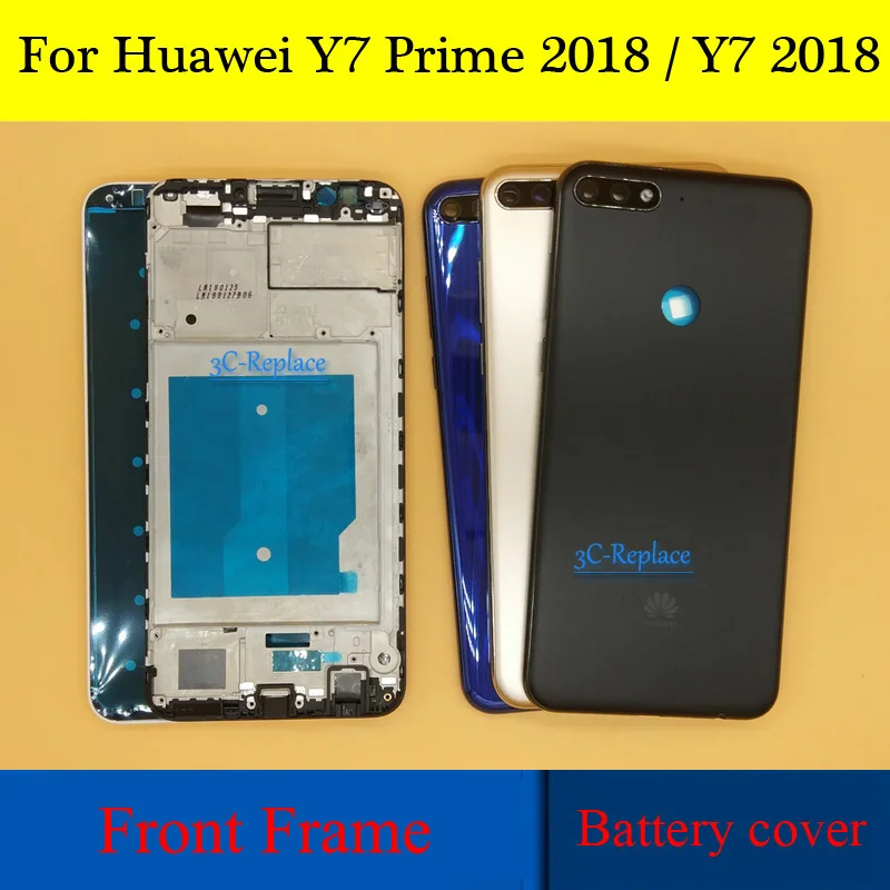 Для huawei Y7 /Y7 Pro/Y7 Prime лицевая пластина для ЖК-дисплея рамка Передняя средняя рамка Корпус Батарейная дверь задняя крышка Корпус чехол