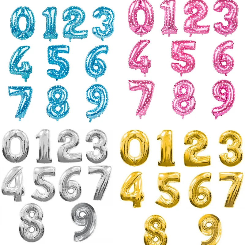 

32inch Number Digit Foil Balloons 1pc Gold Silver Digit Helium Ballons Birthday Wedding Party Decorations Celebration Supplies