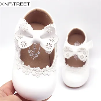 Brand Baby Girls Shoes Leather Solid infant Kids Shoes Lace Bowknot Princess Children Shoes For Toddler Girls 2018 brand girls