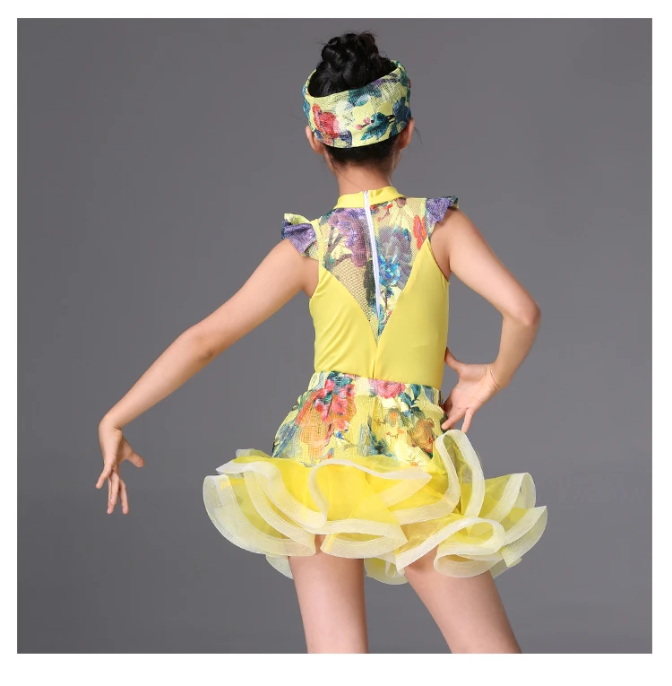 Новинка для девочек латинские танцы платье для танцев; сезон лето детское платье для тренировок для девочек выступление конкурс платье