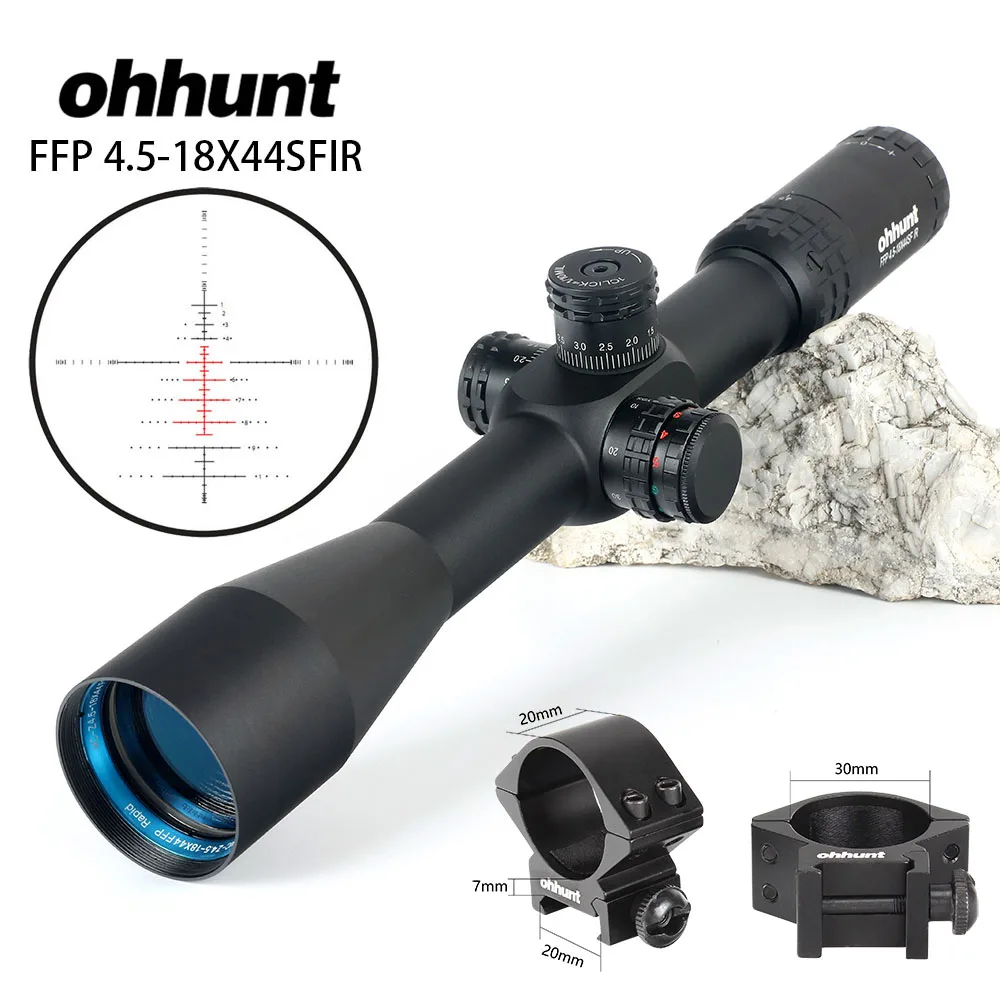 Ohhunt 4,5-18X44 SFIR тактическая оптика прицелы FFP первый фокальный самолет RG Mil точка стекло Сетка с замком Сброс прицел - Цвет: 30mm-Picatinny-CDK