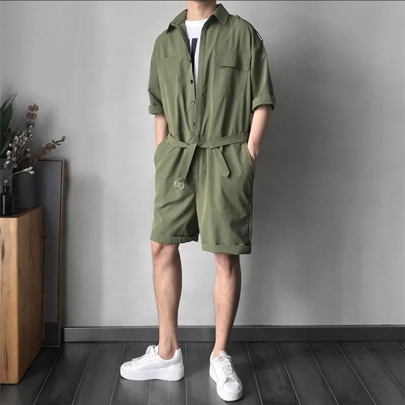 Buy Men Jumpsuit Belt Slim Fit Men Rompers Short