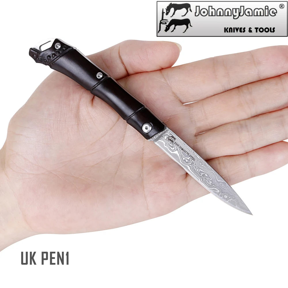 Фирма jonnyjamie UK PEN1 карманный нож складное лезвие VG10 Дамасская сталь с черной эбеновой ручкой резьба по дереву мини EDC нож s