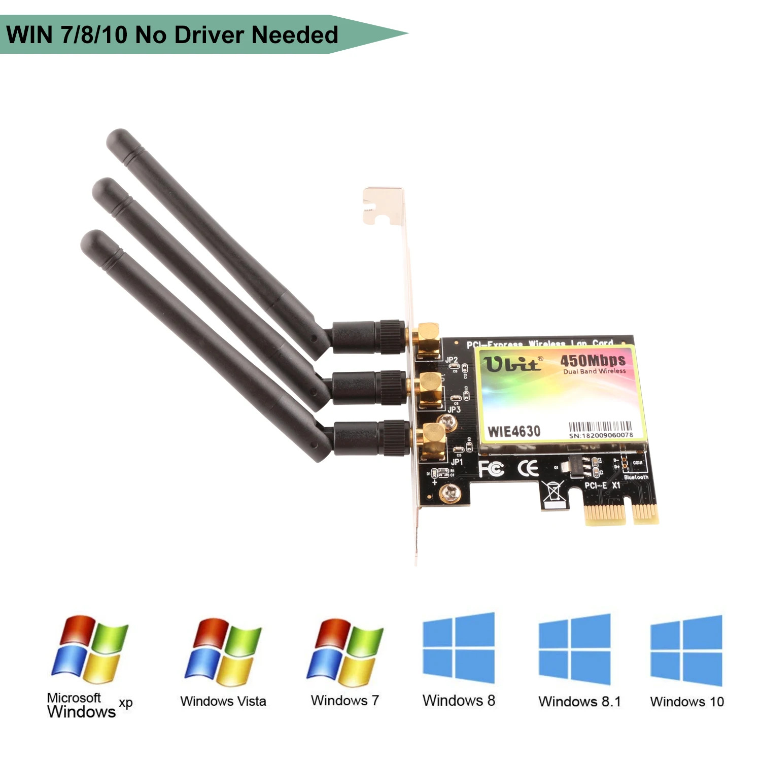Ubit 450Mbps 2.4G 5G Banda Dual Adaptador Wi-Fi Adaptador Tarjeta de Red para computadoras de Escritorio WIE4630
