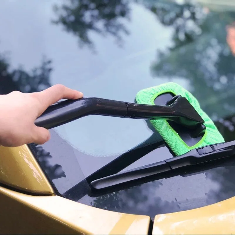 Зеленый/синий микрофибра с длинной ручкой для мытья автомобиля щетка для мытья Авто окна чистые окна автомобиля Ветровое Стекло Ткань Чистые Инструменты моющиеся чистящие удобные