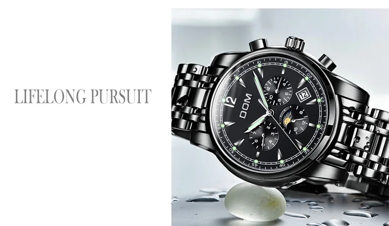 Механические часы DOM спортивные часы для мужчин водонепроницаемые часы для мужчин s брендовые Роскошные модные наручные часы Relogio Masculino M-75D-1MX