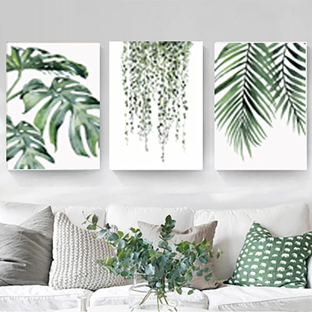 Green plant art canvas no picture frame poster decor painting modern home hotel gallery bedroom study decor new house gift Sale