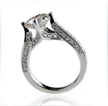 

Amazing Round Brilliant 1CT simulate Diamond Female Marriage Ring Pure Gold Jewelry Her Statement Wedding Jewelry Ring