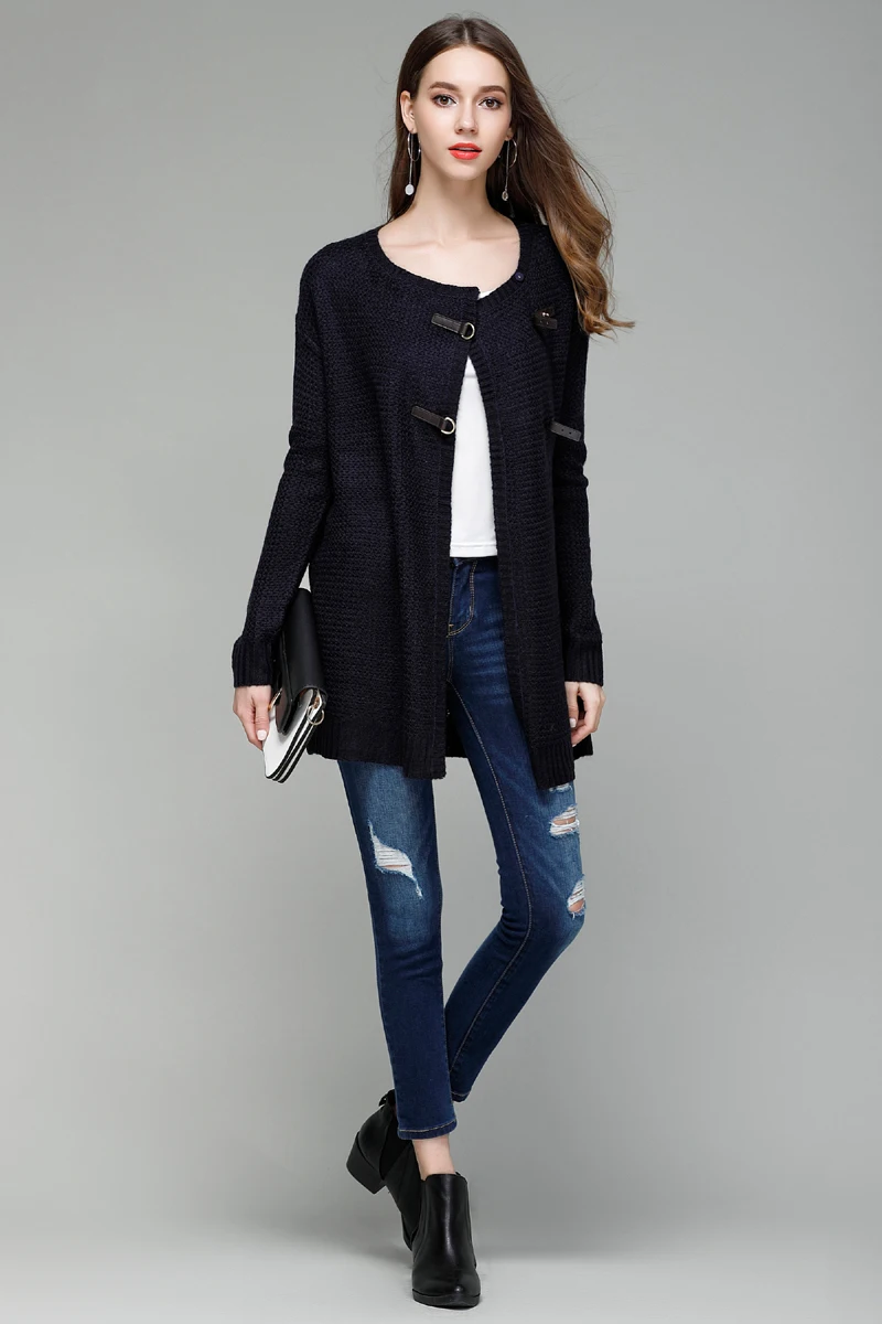 Fall Winter Knitted Middle Long Cardigan for Women Elegant Ladies Drop Shoulder Sweater Coat Burgandy Navy Blue Oversized 8