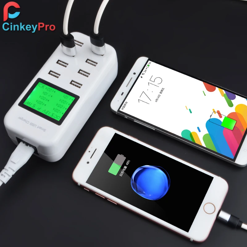 Умное зарядное устройство CinkeyPro с 8 USB портами и светодиодным дисплеем|charger for