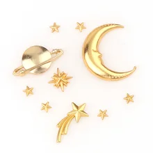 Смешанные 10 шт. Планета Звезда Луна ювелирные изделия фурнитура рамка Подвеска Золотой шарм ободок Установка Кабошон Установка УФ смола Шарм