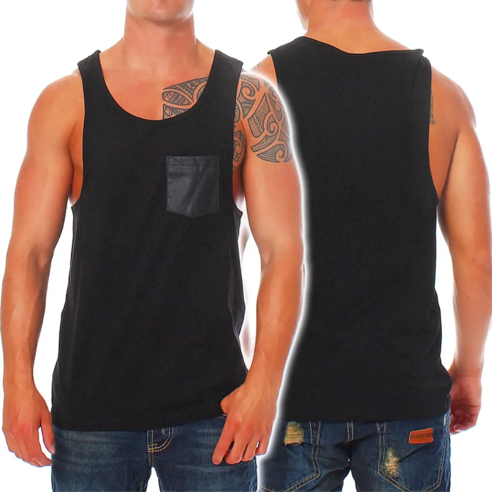 New Brand clothing Bodybuilding Fitness Men Loose pocket Tank Top Vest
