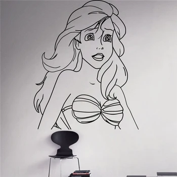 

Free Shipping Comics Art Princess Little Mermaid Ariel Vinyl Decal home decoration Room Waterproof removable wall stickers #T247