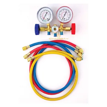 

1Pcs R134A R12 R22 R502 Refrigerants Manifold Gauges Tools Set Double Table Valve Three Colored-hoses Air Conditionin Car-Stying