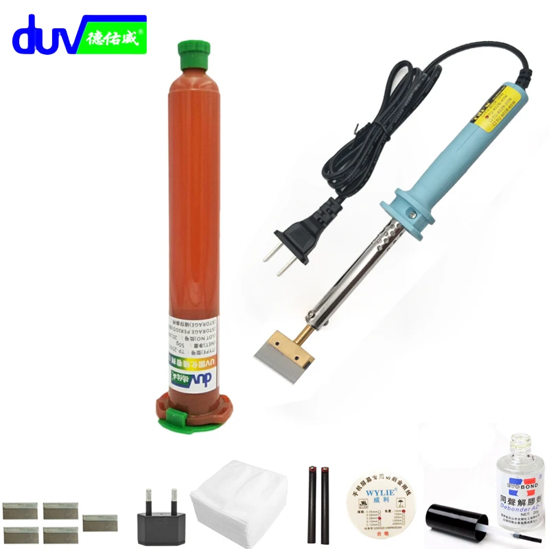 

tp-2500 50ml UV glue Optical Clear Adhesive dispergator + solder iron Hot Blade Decal Remover glue LCD touch screen repair