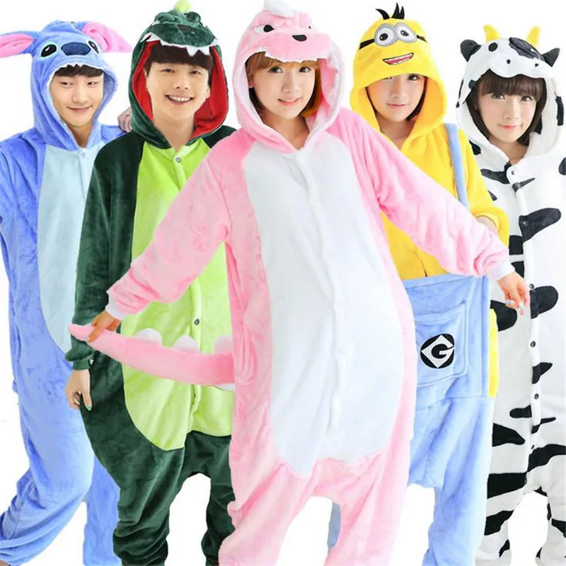 2017 Unicorn Stitch Giraffe Unisex Flannel Pajamas Adults Cosplay Cartoon Animal Onesies Sleepwear Hoodie For Women