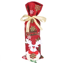 1 шт. Милая Рождественская тематическая лента с узором в виде оленя из мультфильма, чехол-держатель для бутылки вина, сумка для дома, вечерние подарочные пакеты для конфет