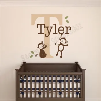 

Wall Sticker Personalized Name Room Decoration Vinyl Art Removeable Poster Monkey Kidsroom Children Mural Fashion Decal LY707