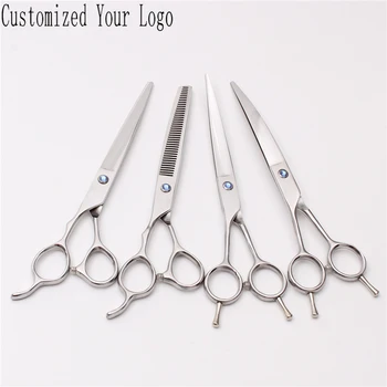 

Left-Hand Suit 7INCH Customized Logo Cutting Scissors Thinning Shears Professional Pets Shears Dogs Cats Grooming Scissors C4006