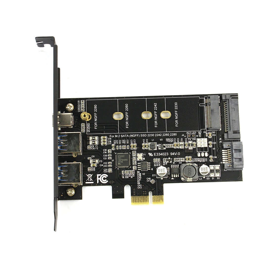 Dual USB3.0 1 port Type-c M.2 PCIe Adapter M2 SSD SATA B Key to PCI-e 3.0 Controller Converter Card For NGFF 2280 2260 2242 2230