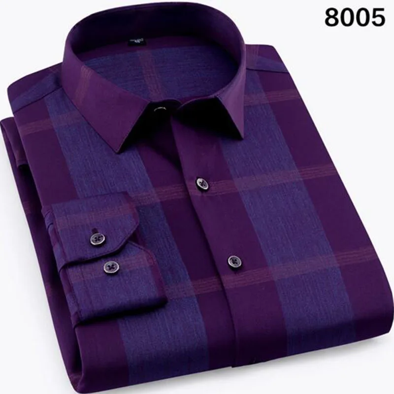 

Men Long Sleeve Business Work Dress Shirts Camisa,Plaid Printed Turn-down Collar Formal Shirts Vestido Oxford Pure Cotton Shirts
