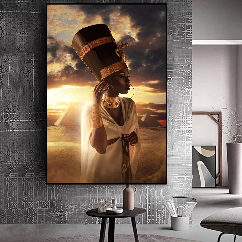 Черный и золотой обнаженный Африканский художественный женский закат картина маслом на холсте Куадрос плакаты и принты настенные художественные картины для гостиной