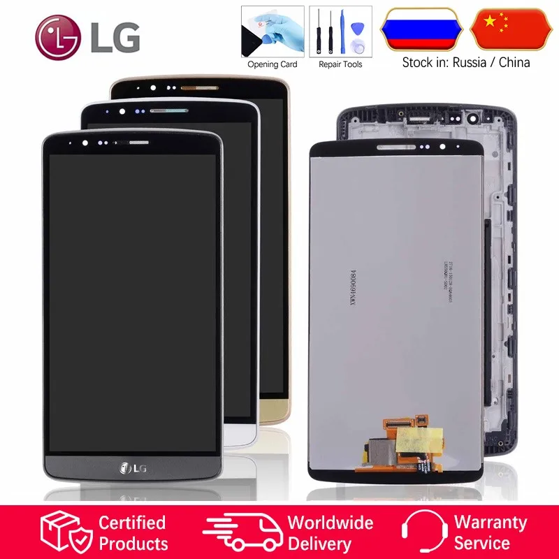 Display for LG G3 LCD Touch Screen Digitizer with Frame Replacement Original D850 D851 D855 Black White Gold