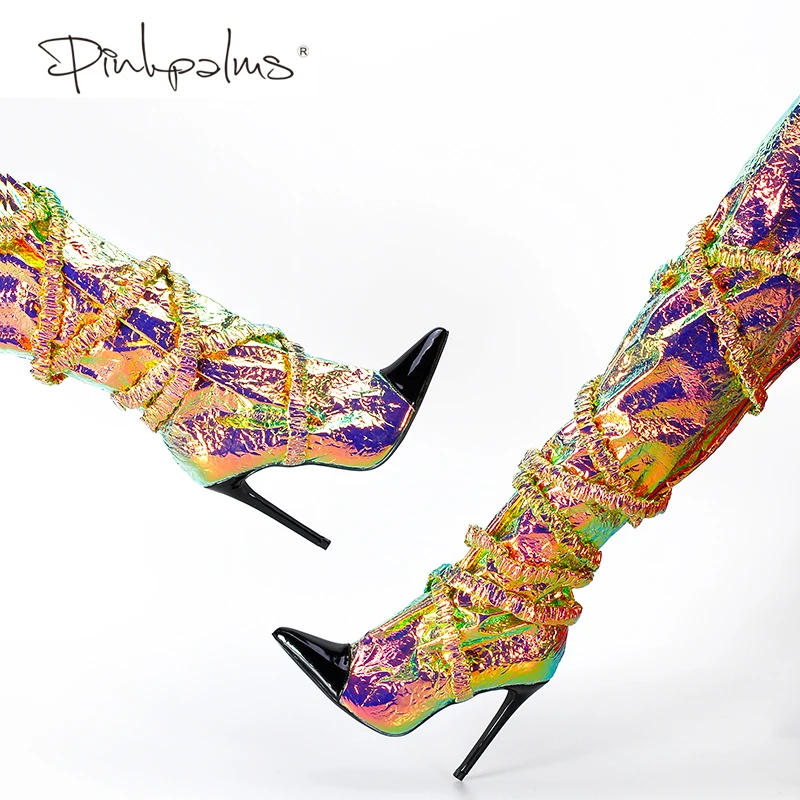 Pink Palms Autumn Winter Shoes Women Over The Knee Boots Women Thin High Heels Pointed Toe Slip On Fashion Sexy Unique Boots Pink Palms Autumn Winter Shoes Women Over The Knee Boots Women Thin High Heels Pointed Toe Slip On Fashion Sexy Unique Boots