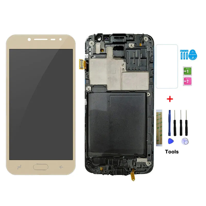 5,0 дюймов TFT lcd для samsung Galaxy J2 Pro J250 J250F SM-J250F/DS кодирующий преобразователь сенсорного экрана в сборе рамка кнопка Home - Цвет: gold with frame