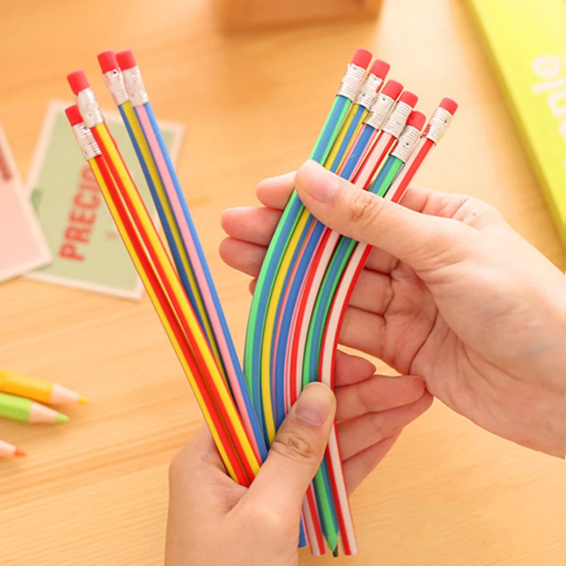 5pcs Flexible Soft Pencil Bend Cute Stationery Colorful Korea Eraser