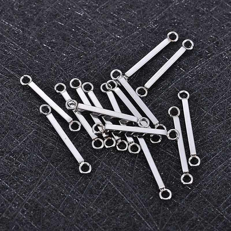 

FUNIQUE 15PCs/lot Silver Color Stainless Steel Connectors For Jewelry Making Four Prism Shaped Connector Charm Findings For DIY