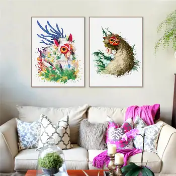 

Watercolor ghost princess no frame animation oil painting wall pictures for children's room decoration painting wall posters