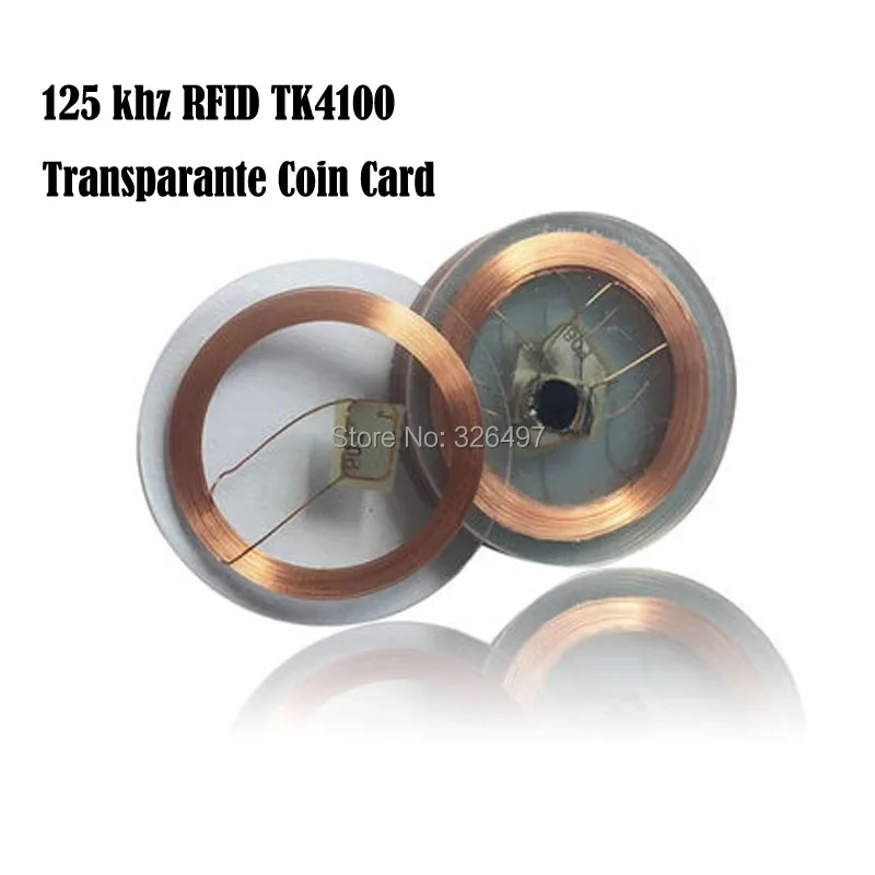 1PCS 125 khz RFID EM4100 TK4100 Transparante Coin Card (25mm) Id-kaart cards for Access Control Tags