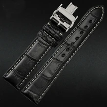 18mm 19mm 20mm 21m 22mm New Men s White Stitching Real Crocodile Genuine Leather Watch Band