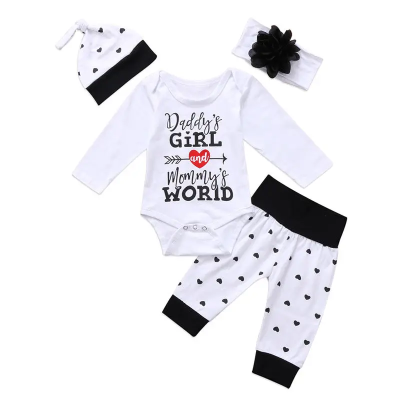 Baby Girl Outfit Long Sleeve Romper Bodysuit Ruffle Pants Legging Tops Headband