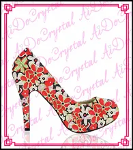 Aidocrystal mode benutzerdefinierte kristall orange party schuhe für damen, strass pumpen