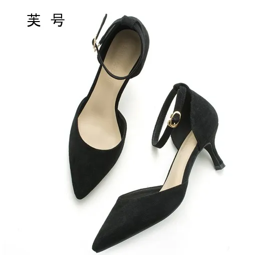 

Summer Women's Sandals Shoes Flock Thin Heel High Heels 6CM Sexy Pointy Sandals Women Shoes Nightclub Cover Heel Single Shoes